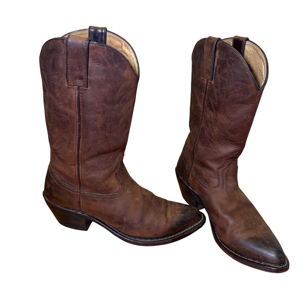 Durango Leather Cowboy Boots 11in Western Shaft Stitch Women's 7.5M Pointed Toe